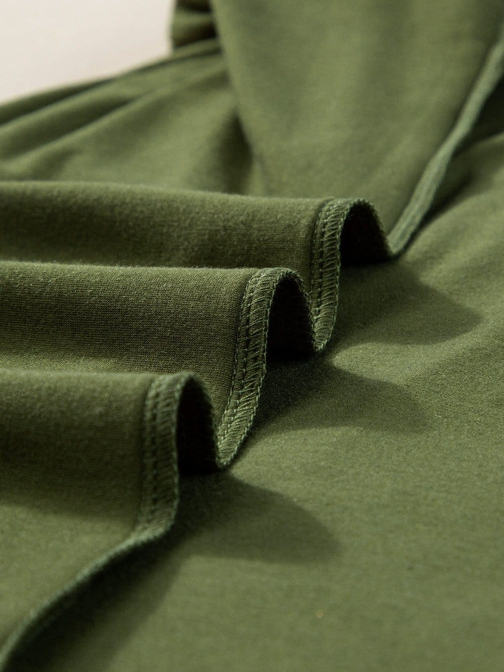 Pleated Fern Green Notched V-Neck Puff Sleeve Shift Dress