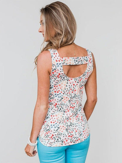 Plus Size Round Neck Floral Printed Pattern Chiffon Blouse