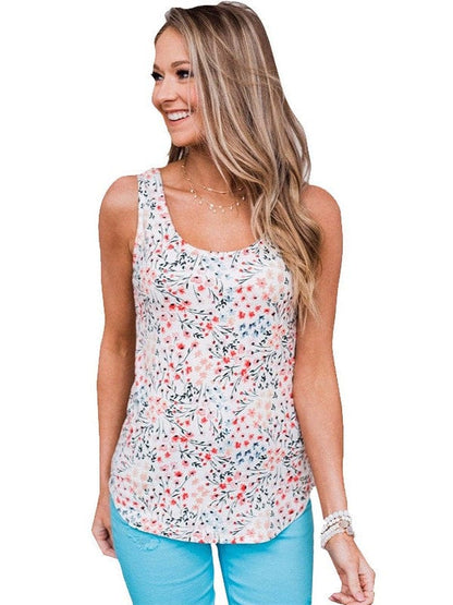 Plus Size Round Neck Floral Printed Pattern Chiffon Blouse