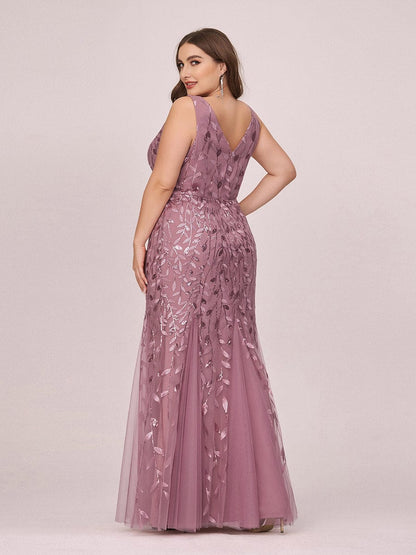Plus Size Sparkling Sequin Mermaid Evening Dress for Women