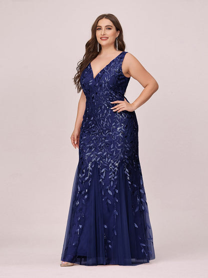 Plus Size Sparkling Sequin Mermaid Evening Dress for Women