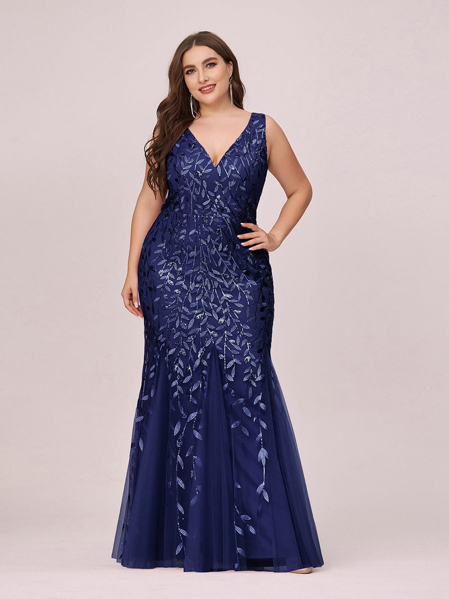 Plus Size Sparkling Sequin Mermaid Evening Dress for Women