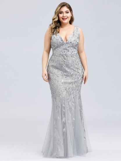 Plus Size Sparkling Sequin Mermaid Evening Dress for Women