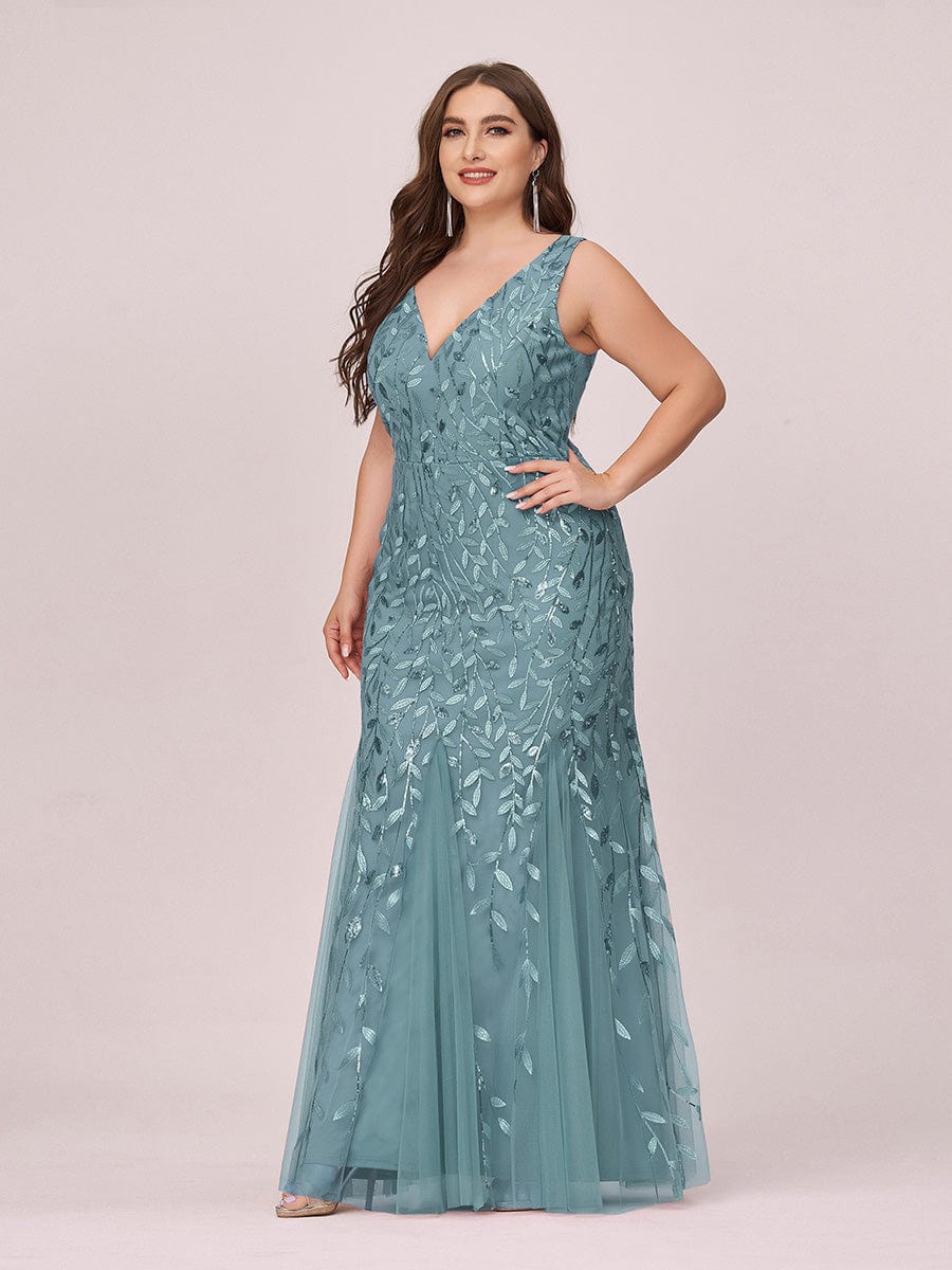 Plus Size Sparkling Sequin Mermaid Evening Dress for Women