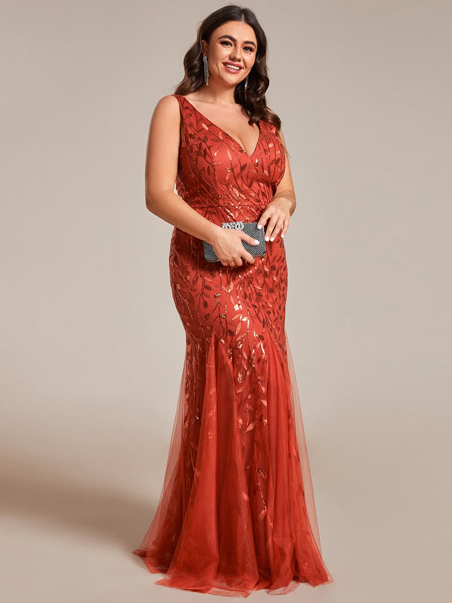Plus Size Sparkling Sequin Mermaid Evening Dress for Women