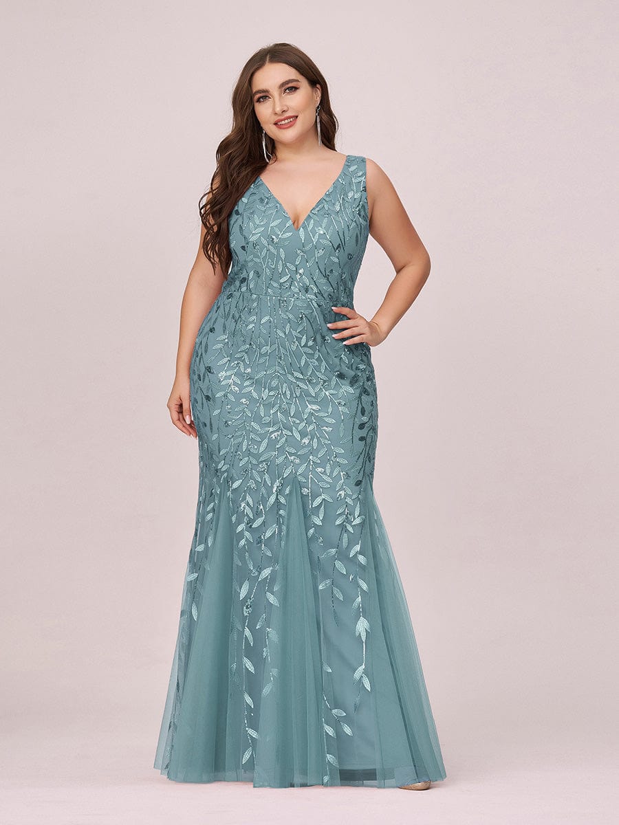 Plus Size Sparkling Sequin Mermaid Evening Dress for Women