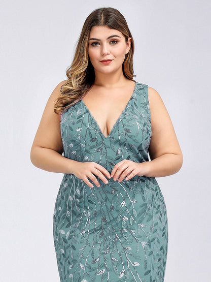 Plus Size Sparkling Sequin Mermaid Evening Dress for Women