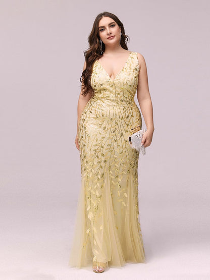 Plus Size Sparkling Sequin Mermaid Evening Dress for Women