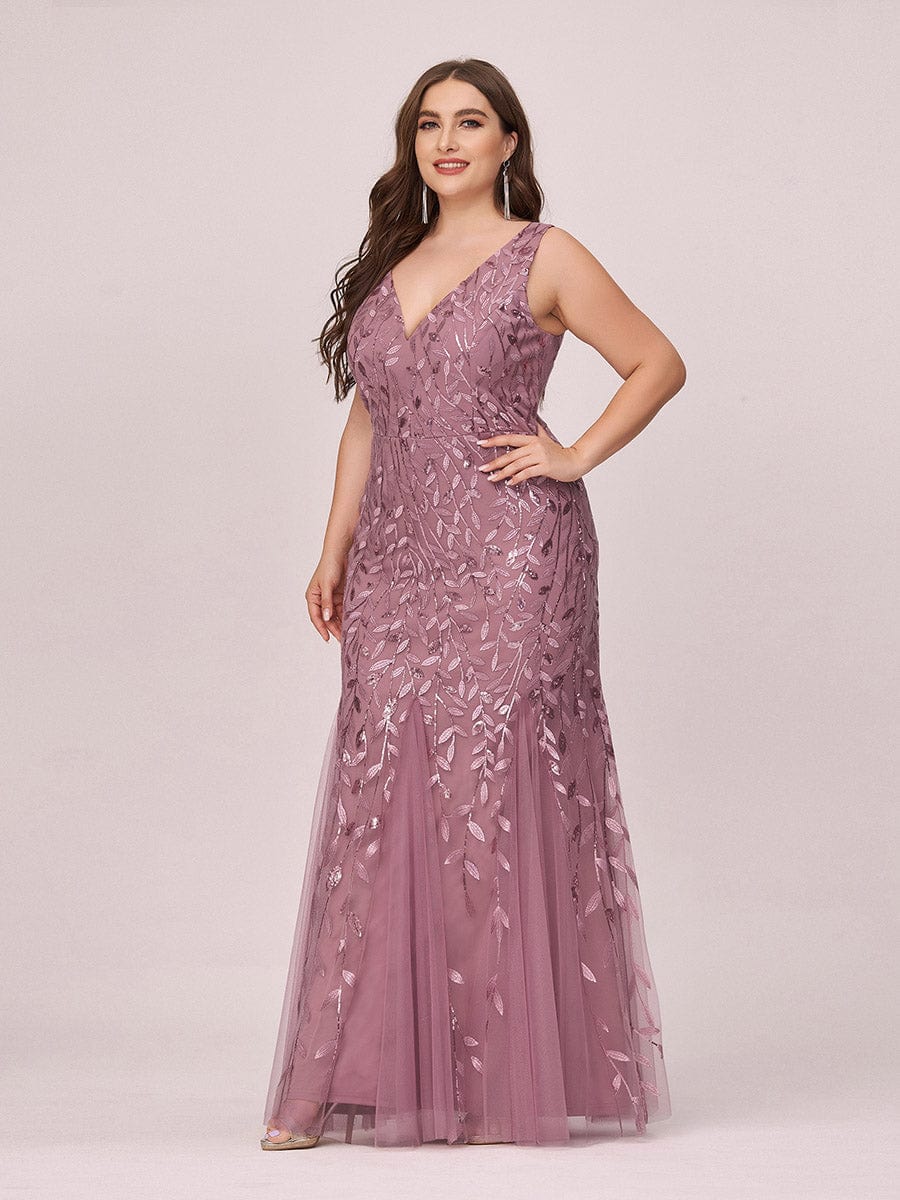 Plus Size Sparkling Sequin Mermaid Evening Dress for Women