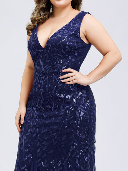 Plus Size Sparkling Sequin Mermaid Evening Dress for Women