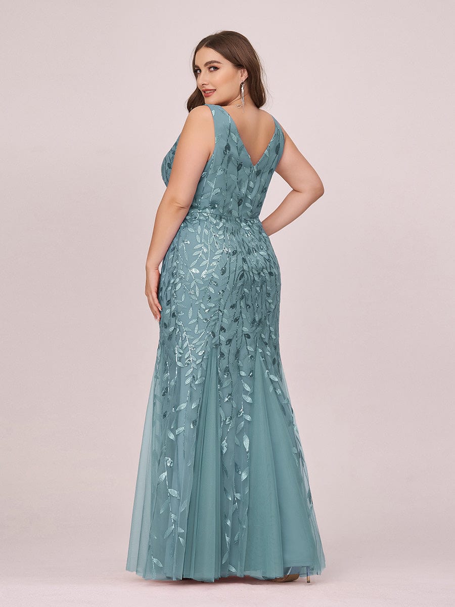 Plus Size Sparkling Sequin Mermaid Evening Dress for Women