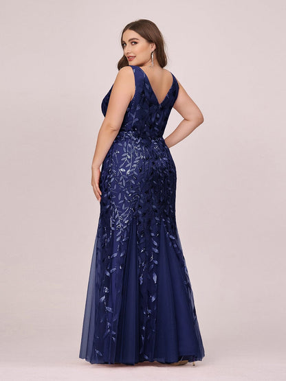 Plus Size Sparkling Sequin Mermaid Evening Dress for Women