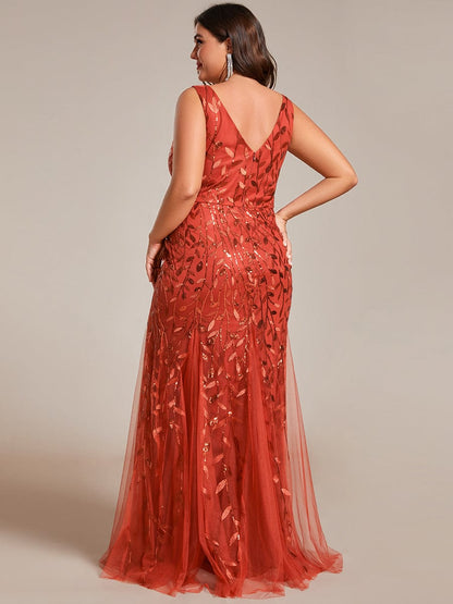 Plus Size Sparkling Sequin Mermaid Evening Dress for Women