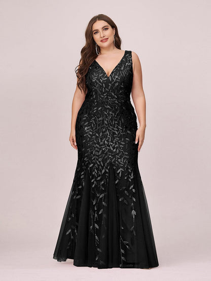 Plus Size Sparkling Sequin Mermaid Evening Dress for Women