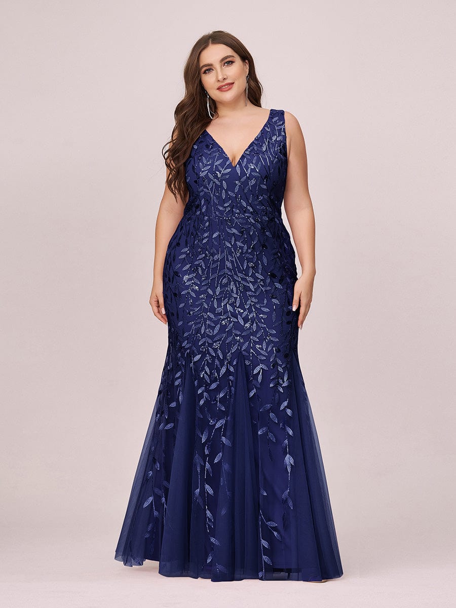 Plus Size Sparkling Sequin Mermaid Evening Dress for Women
