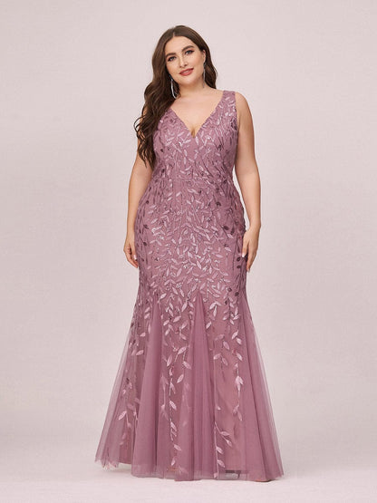 Plus Size Sparkling Sequin Mermaid Evening Dress for Women