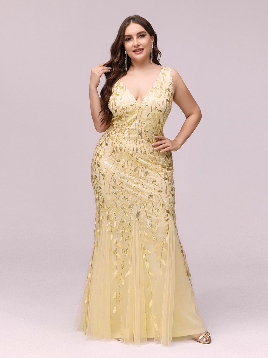 Plus Size Sparkling Sequin Mermaid Evening Dress for Women