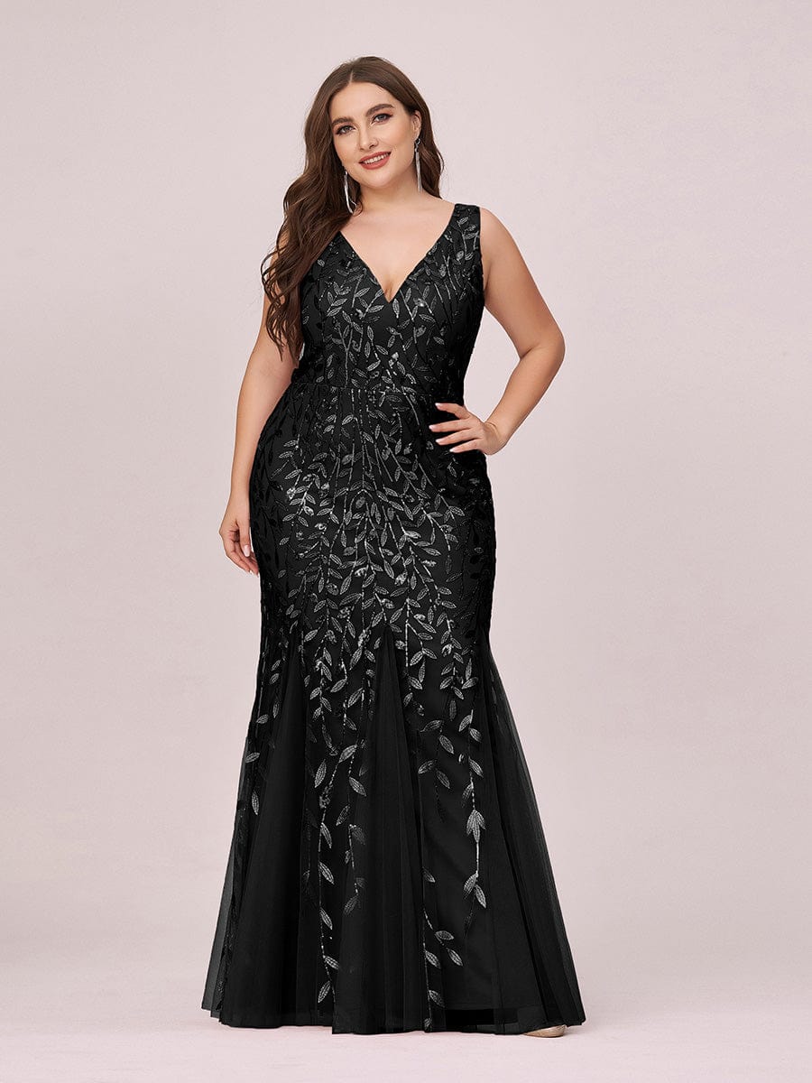 Plus Size Sparkling Sequin Mermaid Evening Dress for Women