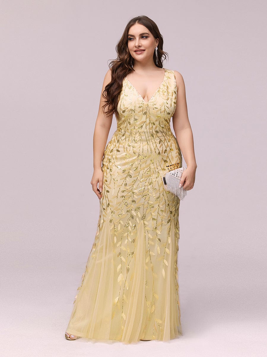 Plus Size Sparkling Sequin Mermaid Evening Dress for Women