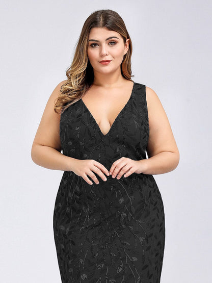 Plus Size Sparkling Sequin Mermaid Evening Dress for Women