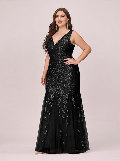 Plus Size Sparkling Sequin Mermaid Evening Dress for Women