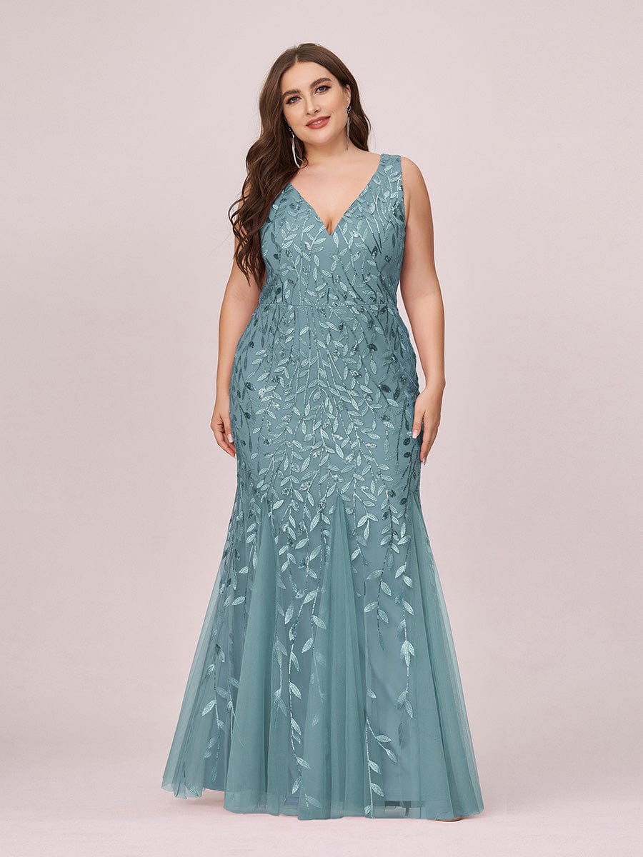 Plus Size Sparkling Sequin Mermaid Evening Dress for Women