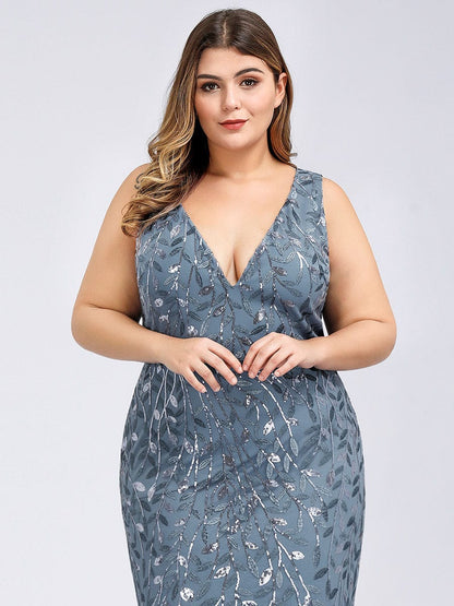 Plus Size Sparkling Sequin Mermaid Evening Dress for Women