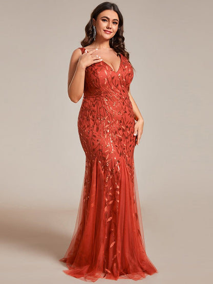 Plus Size Sparkling Sequin Mermaid Evening Dress for Women