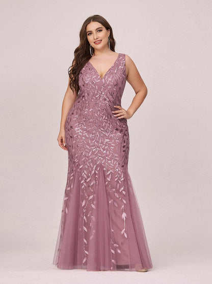 Plus Size Sparkling Sequin Mermaid Evening Dress for Women