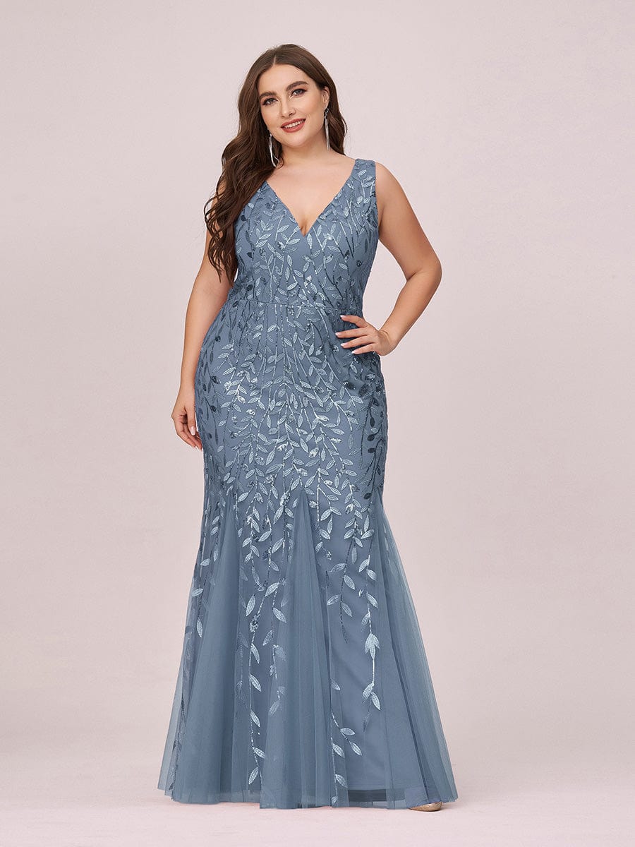 Plus Size Sparkling Sequin Mermaid Evening Dress for Women