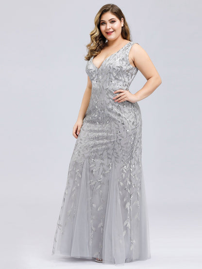 Plus Size Sparkling Sequin Mermaid Evening Dress for Women