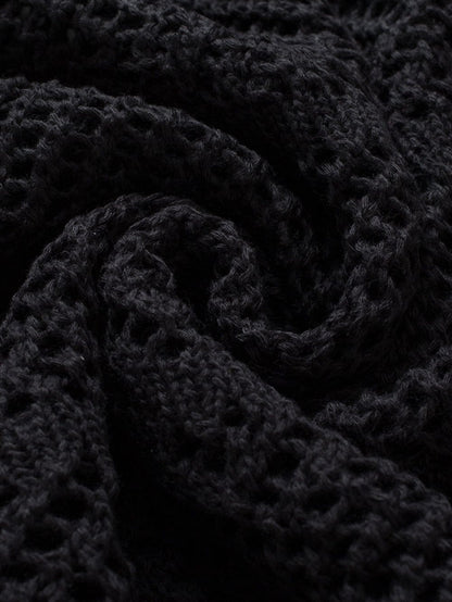 Pointelle Knit Black Scallop Trim Short Sleeve Top