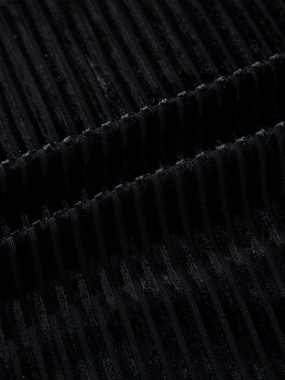 Polka Dot Striped Mesh Frilled Neck Bubble Sleeve Dress