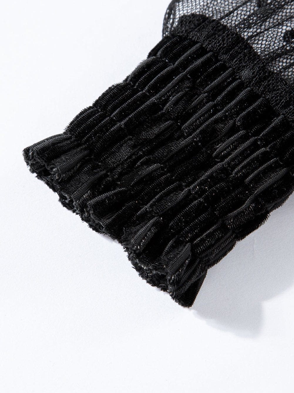 Polka Dot Striped Mesh Frilled Neck Bubble Sleeve Dress