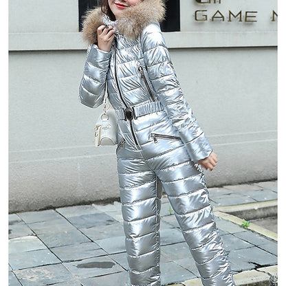 Women's Jumpsuit Ski Suit Outdoor Winter Thermal Warm Windproof Detachable Hood Windbreaker Snow Suit for Skiing Camping / Hiking Snowboarding Ski