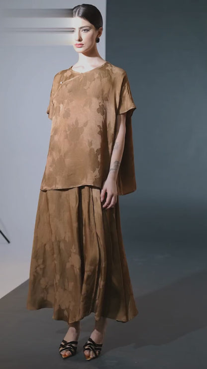 Bronze Floral Two-Piece Ensemble