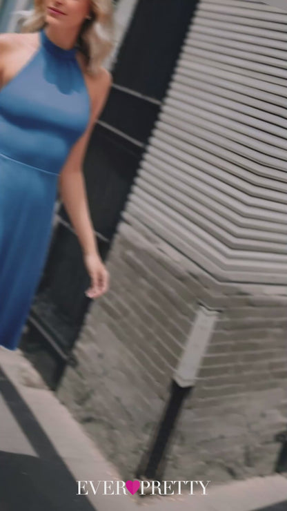 Chic Halterneck Knee-Length Wedding Guest Dress