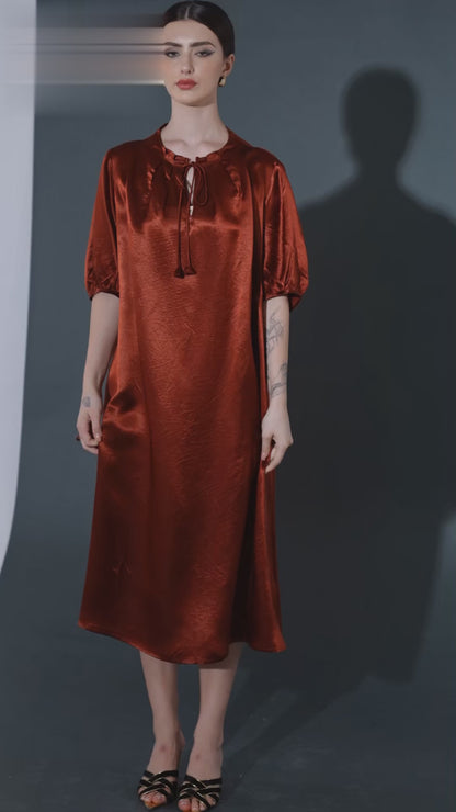 Emerald Green Satin Tunic with White Wide-Leg Pants