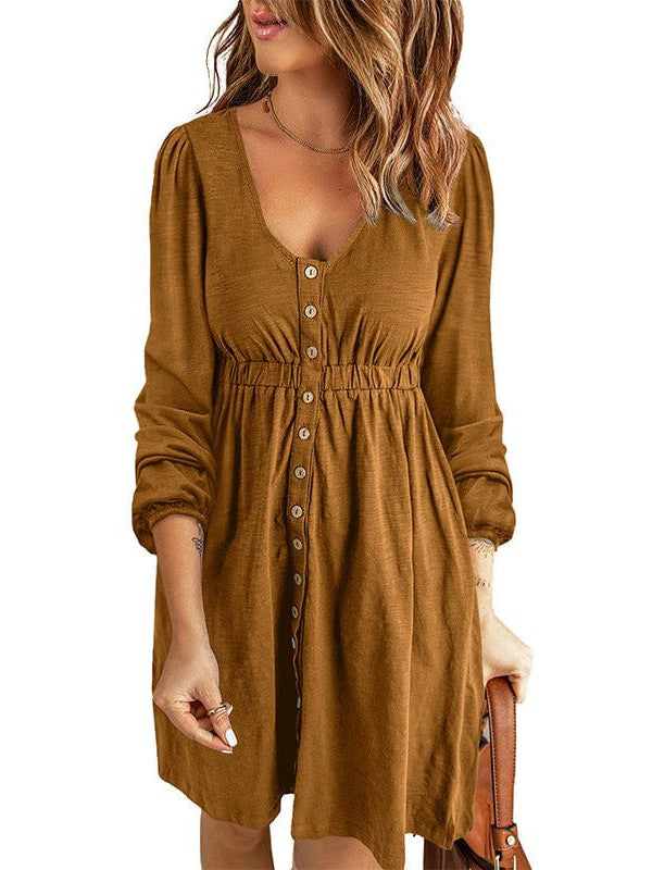 Princess Cut Long Sleeve Round Neck Dress with Colorful Collage Embellishments