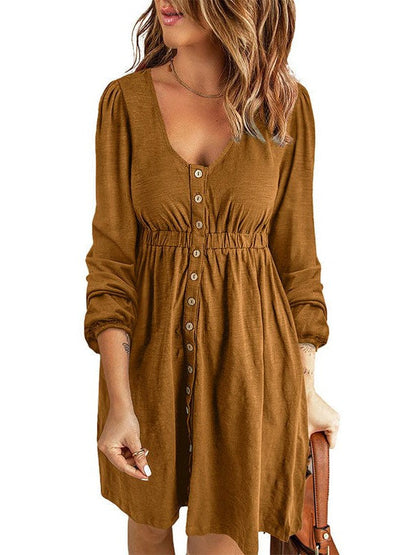 Princess Cut Long Sleeve Round Neck Dress with Colorful Collage Embellishments