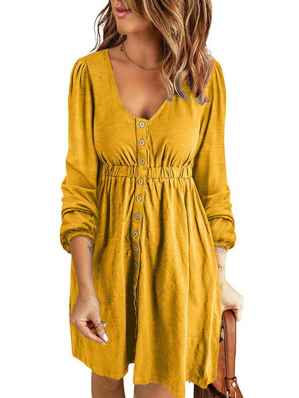 Princess Cut Long Sleeve Round Neck Dress with Colorful Collage Embellishments