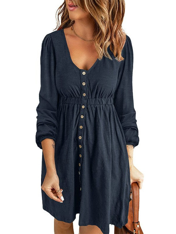 Princess Cut Long Sleeve Round Neck Dress with Colorful Collage Embellishments