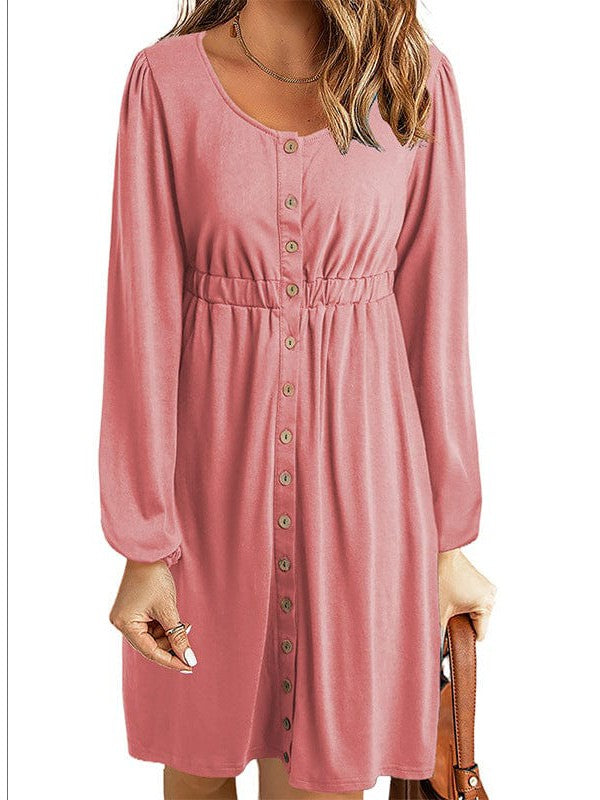 Princess Cut Long Sleeve Round Neck Dress with Colorful Collage Embellishments