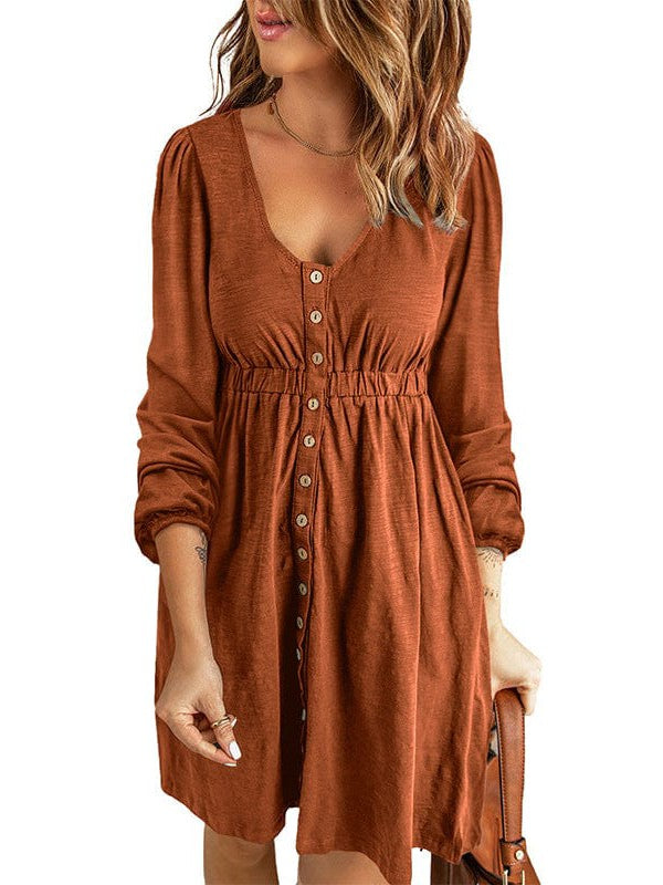 Princess Cut Long Sleeve Round Neck Dress with Colorful Collage Embellishments