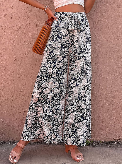 Printed High Waist Loose Fashion Micro Flared Pants