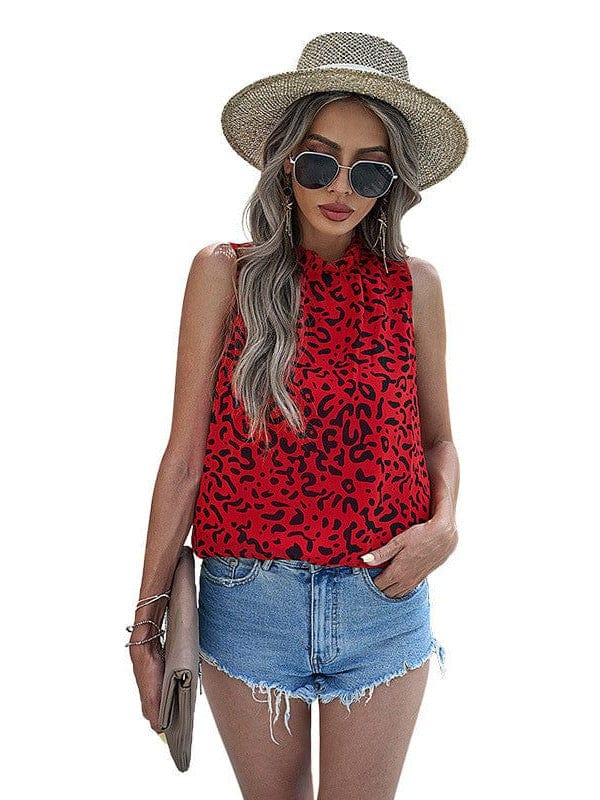 Printed Round Neck Slim Tank Top
