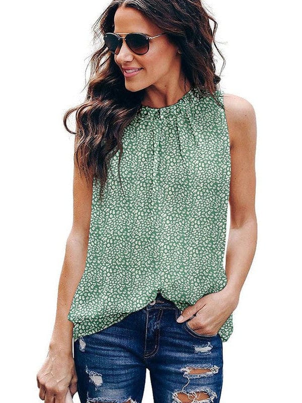 Printed Round Neck Slim Tank Top