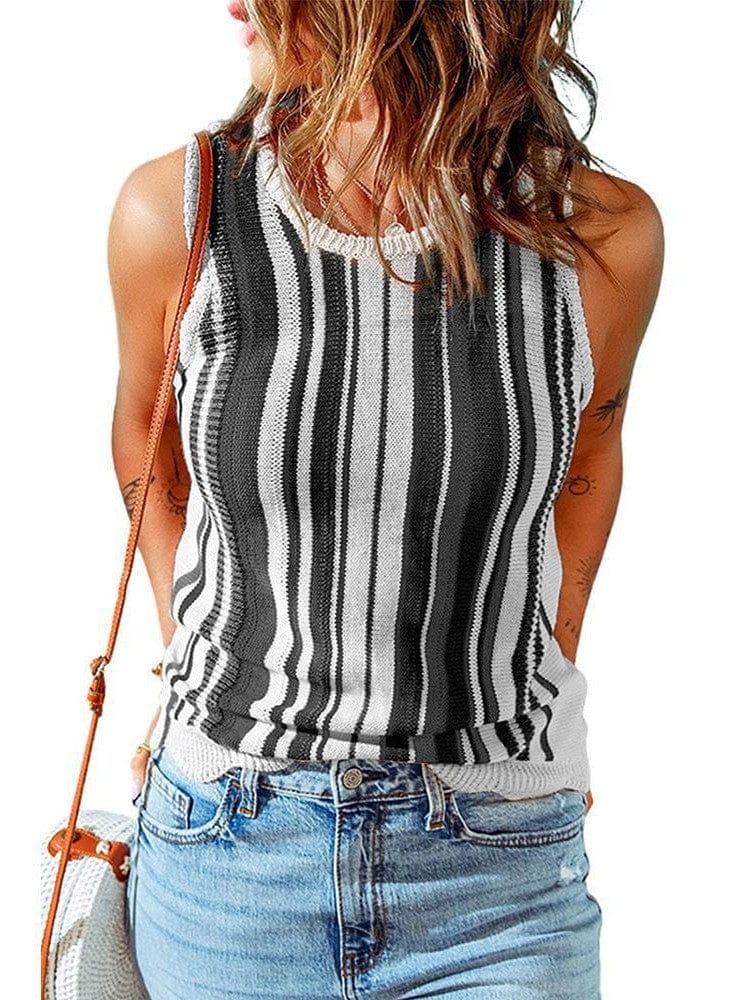 Printed Round Neck Slim Tank Top