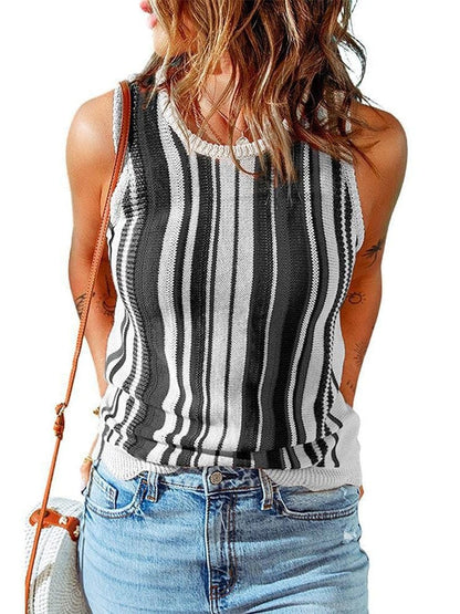Printed Round Neck Slim Tank Top