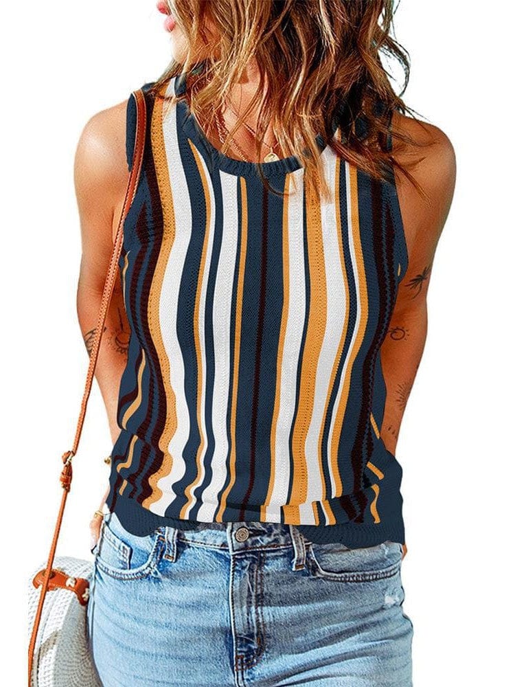 Printed Round Neck Slim Tank Top